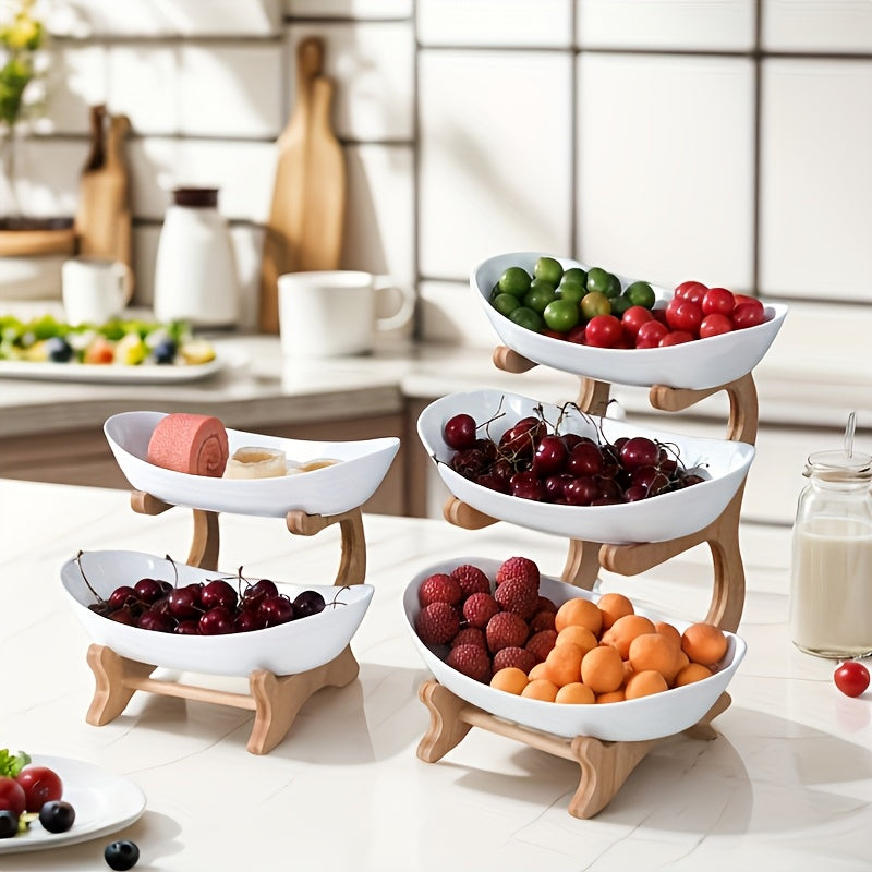 **Nordic-Style Three-Tier Extendable Fruit Tray | Creative Living Room Snack Stand, Adjustable Height, Anti-Slip Expandable Display Tray**