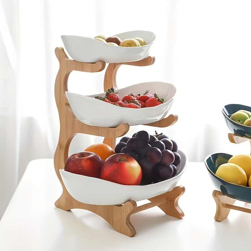 **Nordic-Style Three-Tier Extendable Fruit Tray | Creative Living Room Snack Stand, Adjustable Height, Anti-Slip Expandable Display Tray**(Green)