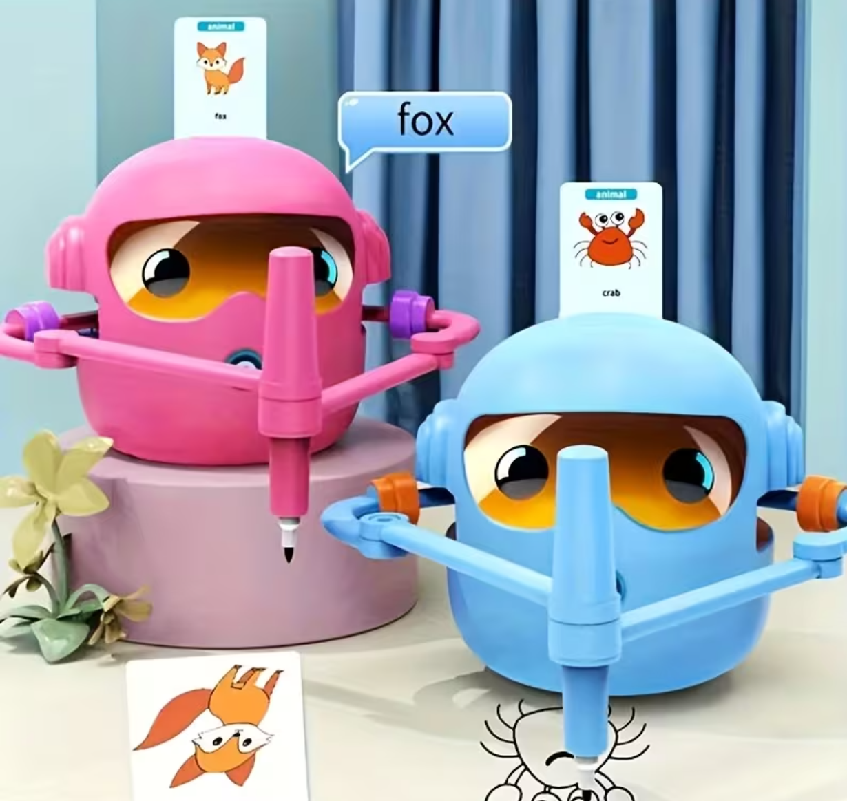 Smart Children's Drawing Robot, an automatic drawing robot toy and interactive educational painting machine. This intelligent robot is a fun educational toy, equipped with 100 cards, suitable for boys and girls aged 3 and above. It makes a perfect gift fo