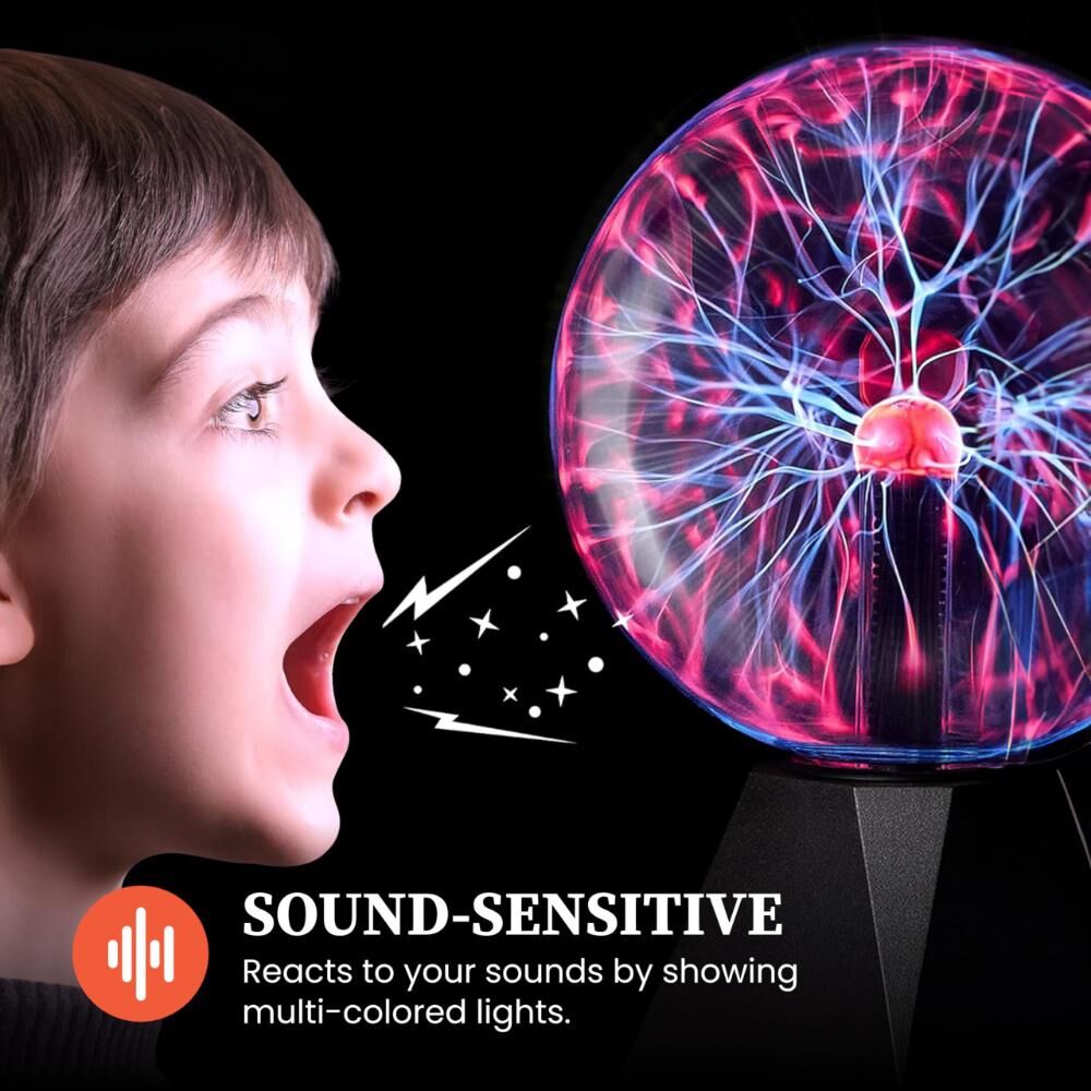 Plasma Ball Lamp - Touch & Sound Sensitive USB-Powered Globe for Decor, Parties & STEM Learning (6 Inch) | Other sizes Available in Store