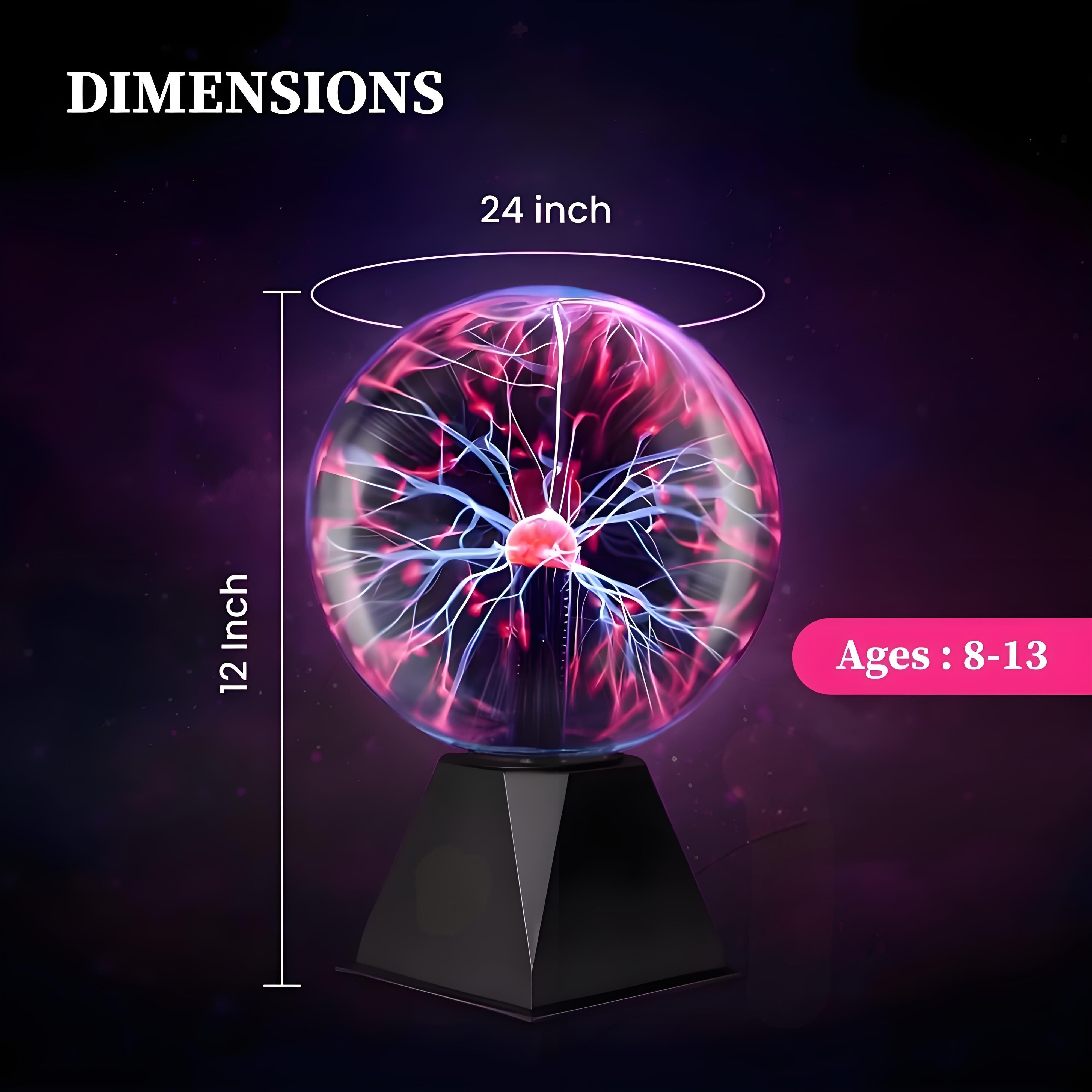 Plasma Ball Lamp - Touch & Sound Sensitive USB-Powered Globe for Decor, Parties & STEM Learning (8 Inch) | Other sizes Available in Store