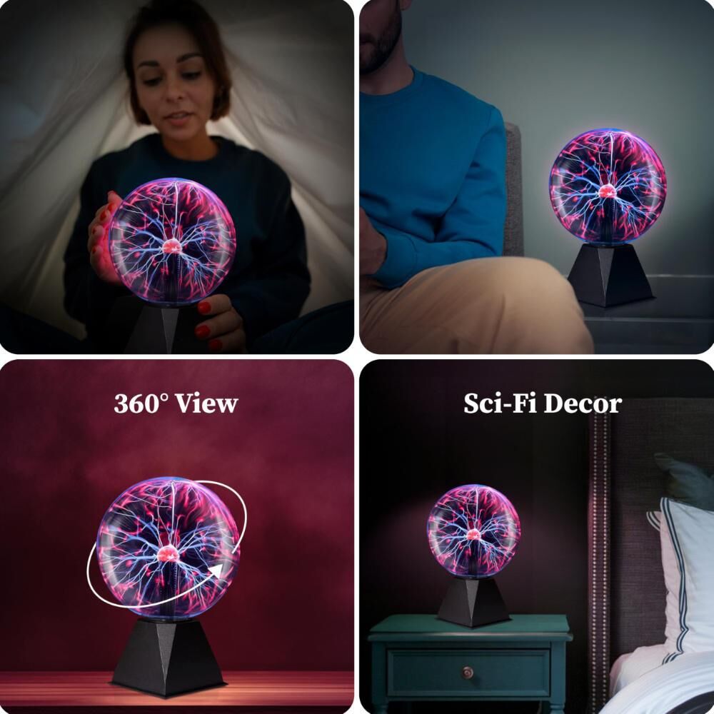 Plasma Ball Lamp - Touch & Sound Sensitive USB-Powered Globe for Decor, Parties & STEM Learning (8 Inch) | Other sizes Available in Store