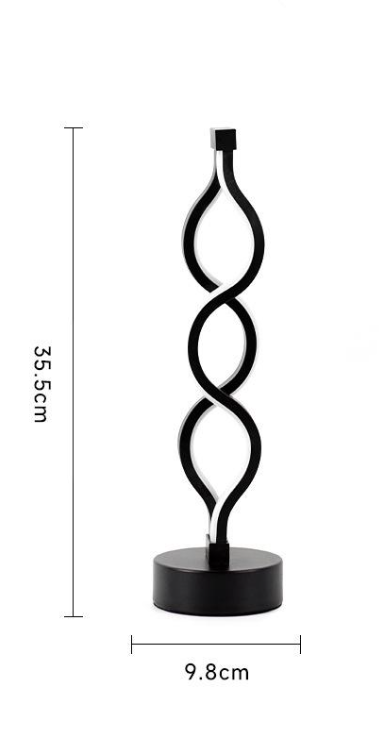 Twisted Spiral LED Table Lamp – Modern Touch-Control Desk Light for Bedroom, Living Room & Café Decor (Black)