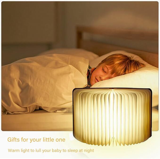 Christmas giftsRechargeable LED Book Night Light: Creative Folding Wooden Lamp with Magnetic Design for Bedrooms & Gifting(Walnut Red,XL)