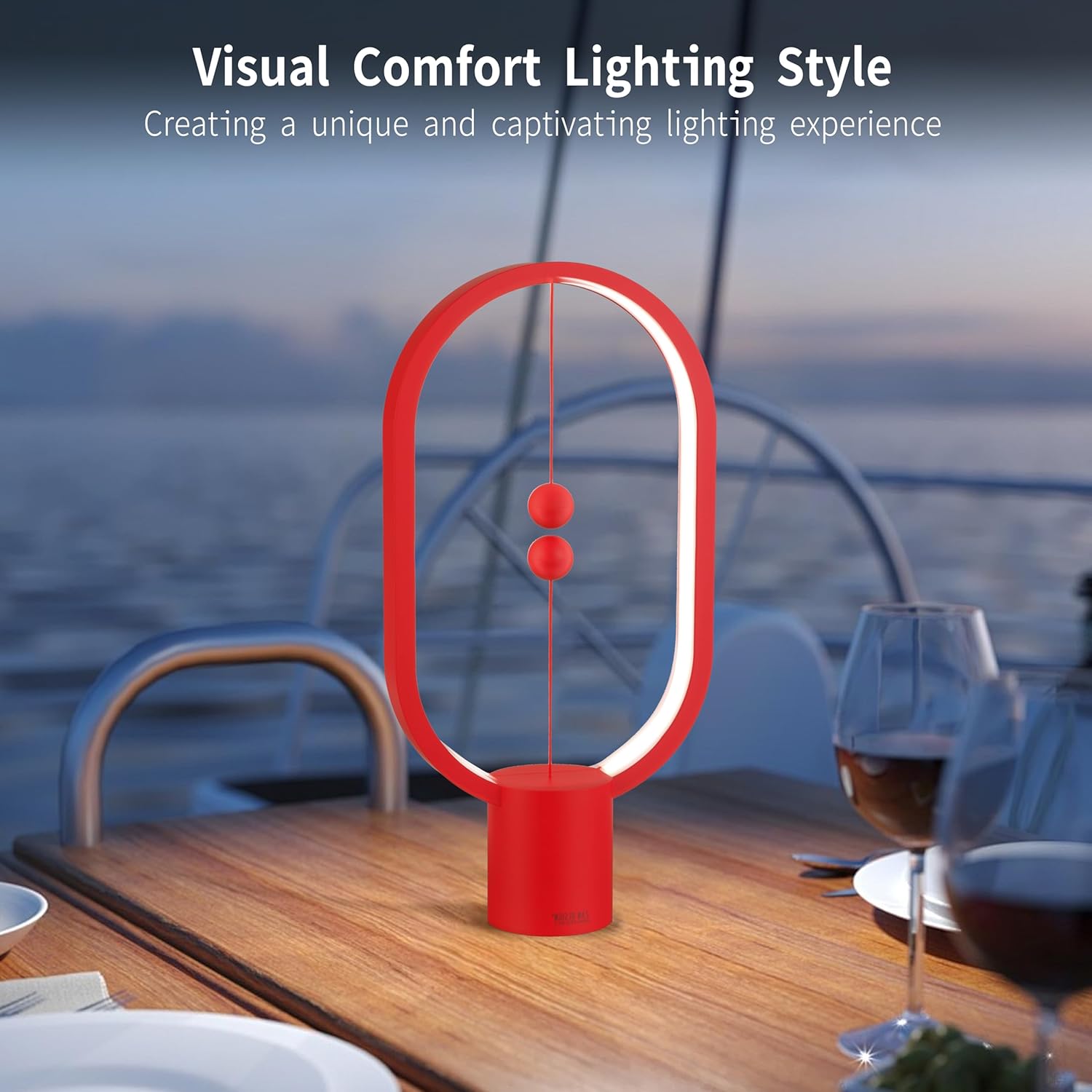 Red Magnetic Balance LED Table Lamp: USB-Powered, Dimmable Eye-Care Light with Award-Winning Design for Australian Homes & Offices