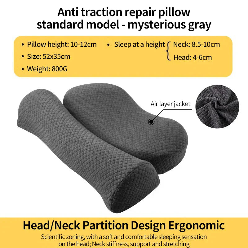 Ergonomic Memory Foam Cervical Pillow Orthopedic Contour Grey