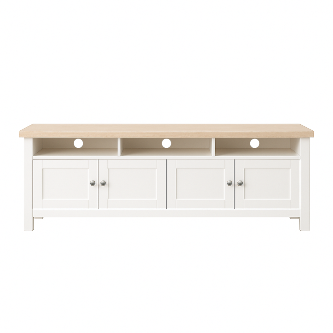 Noosa Entertainment Unit White and Oak 4 Doors and 3 spaces