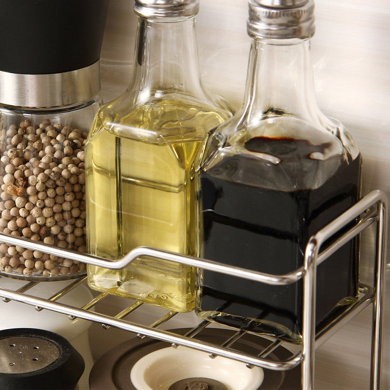 Mini Stainless Steel Kitchen Spice Storage Rack Bathroom And Toilet Organizer Rack-Silver