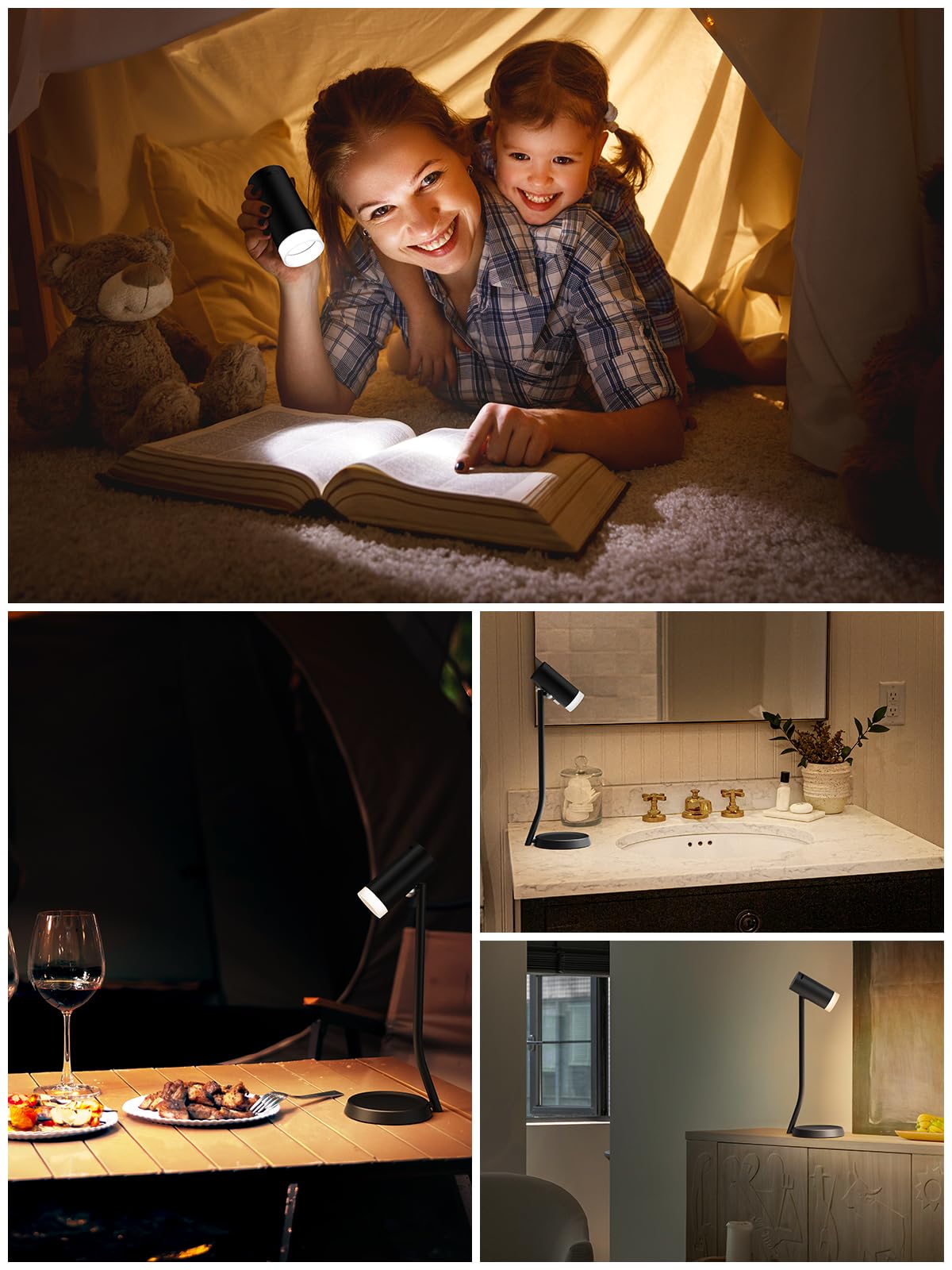 Cordless Table Lamps, Battery Operated Portable Table Light with Magnetic Adjustable Angle Head, 5000mAh Rechargeable Lamp with CCT Dimming for Patio Party Restaurant Dining Home 2 Packs