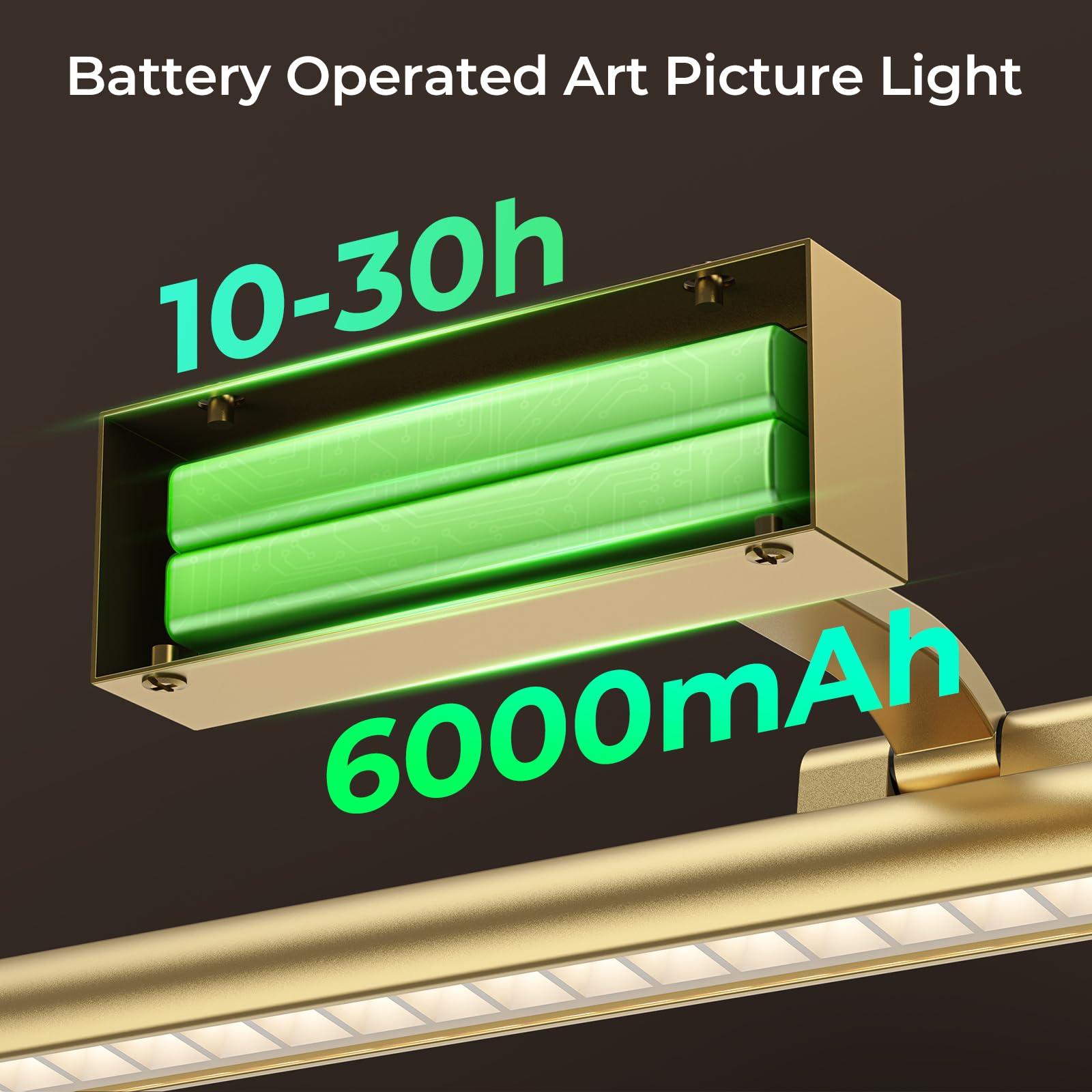 Wireless Picture Lights for Wall, Battery Operated Wall Light for Painting Rechargeable CCT Rotatable Art Gallery Light with Remote Dimmable Timer for Artwork Frame Display Dartboard (Gold, 24inch)