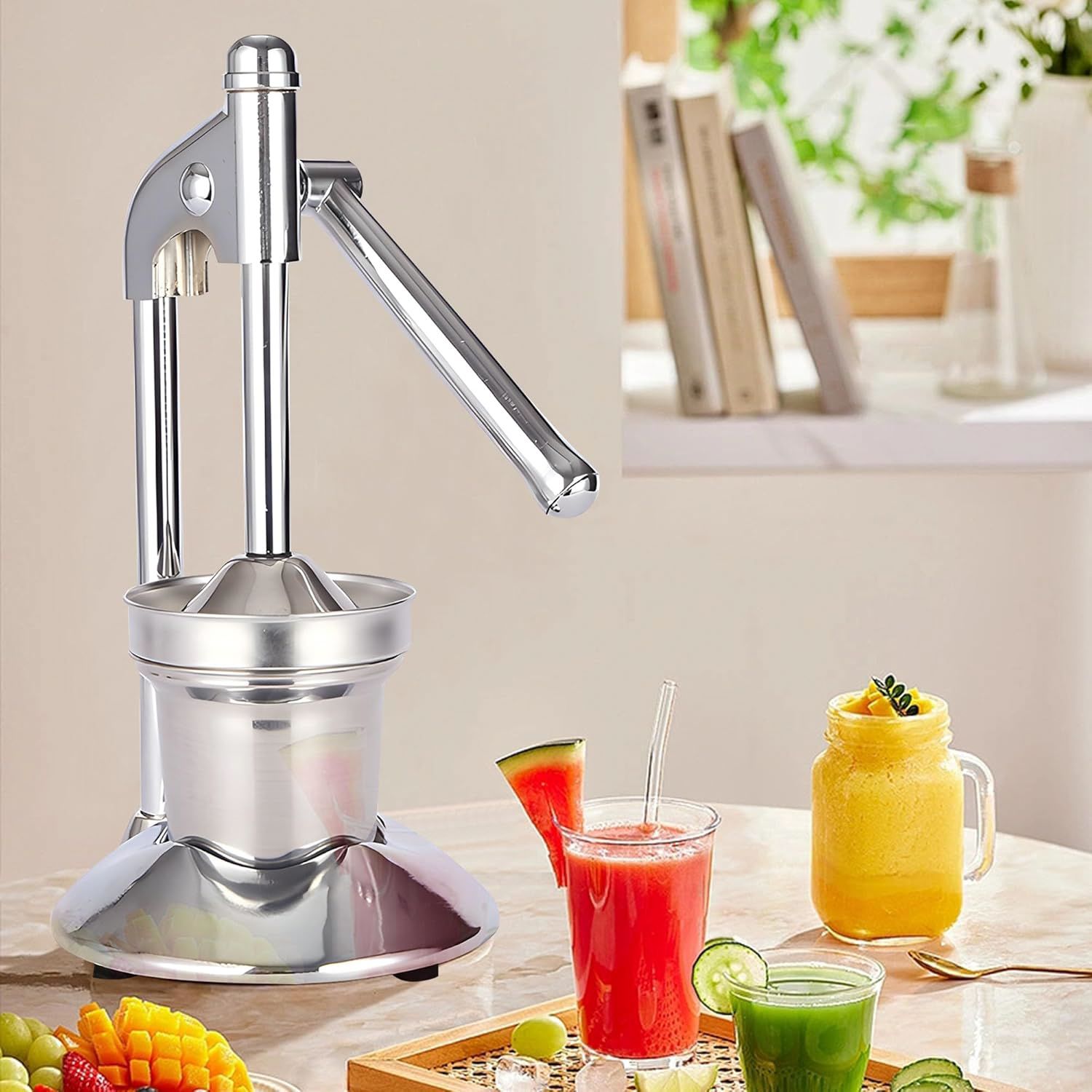 Manual Juicer Press | Stainless Steel, Commercial Grade & Easy to Clean, Hand Press for Citrus/Orange, Professional Fruit Squeezer, Silver Bedworld
