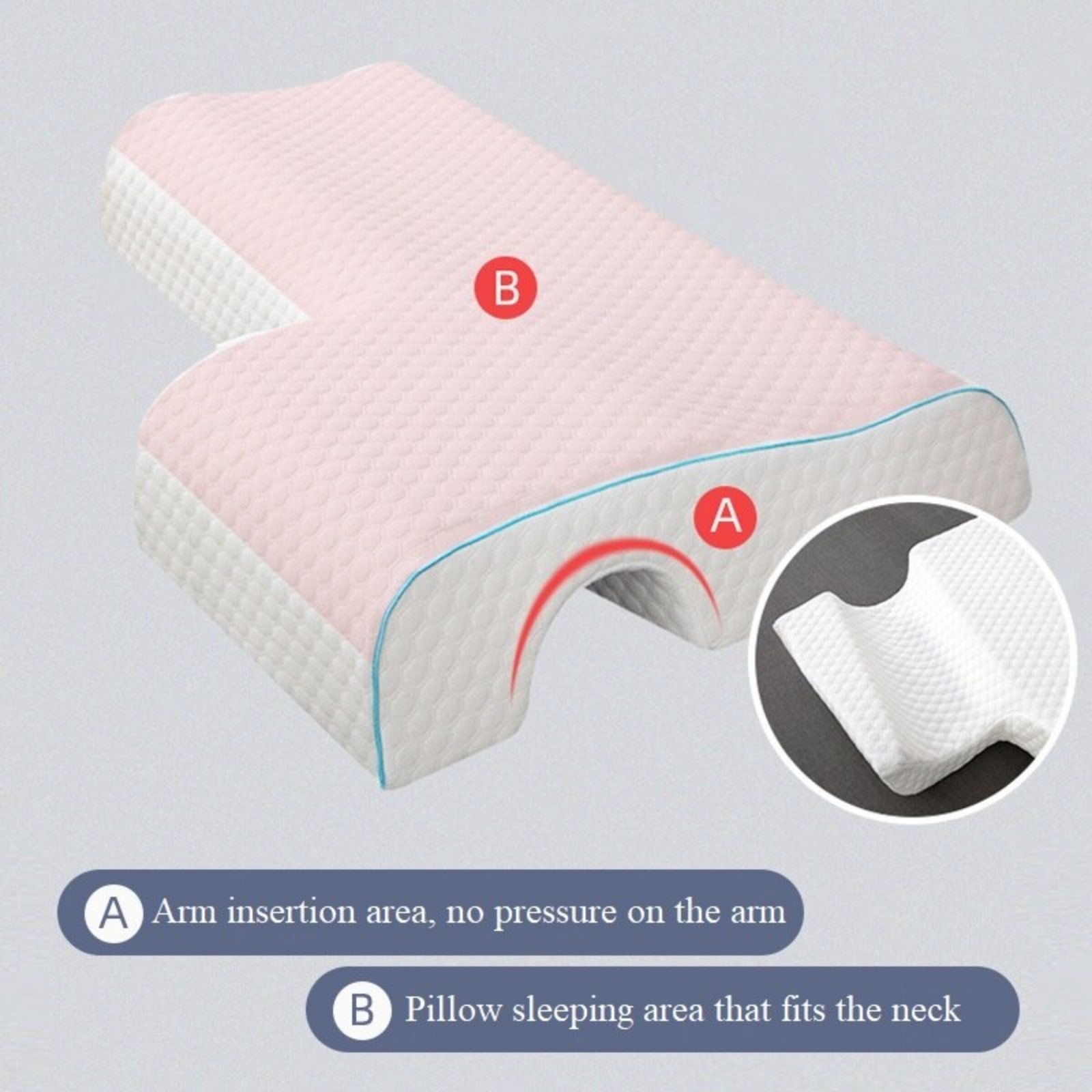 Couple Arch Pillow, Zero Pressure Pillow Slow Rebound No Pressure Hand, Pillow, Couple Sleep Double Memory Pillow-LEFT Bedworld