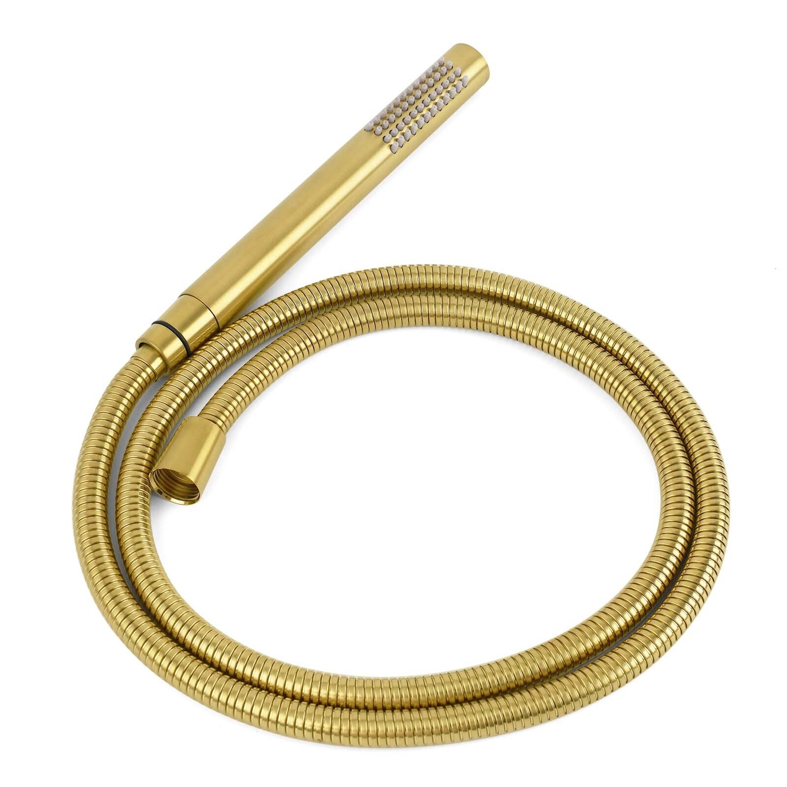 WELS Brushed Gold Round 12" Rain Shower Head Stainless Steel Handheld Diverter Wall Arm Set