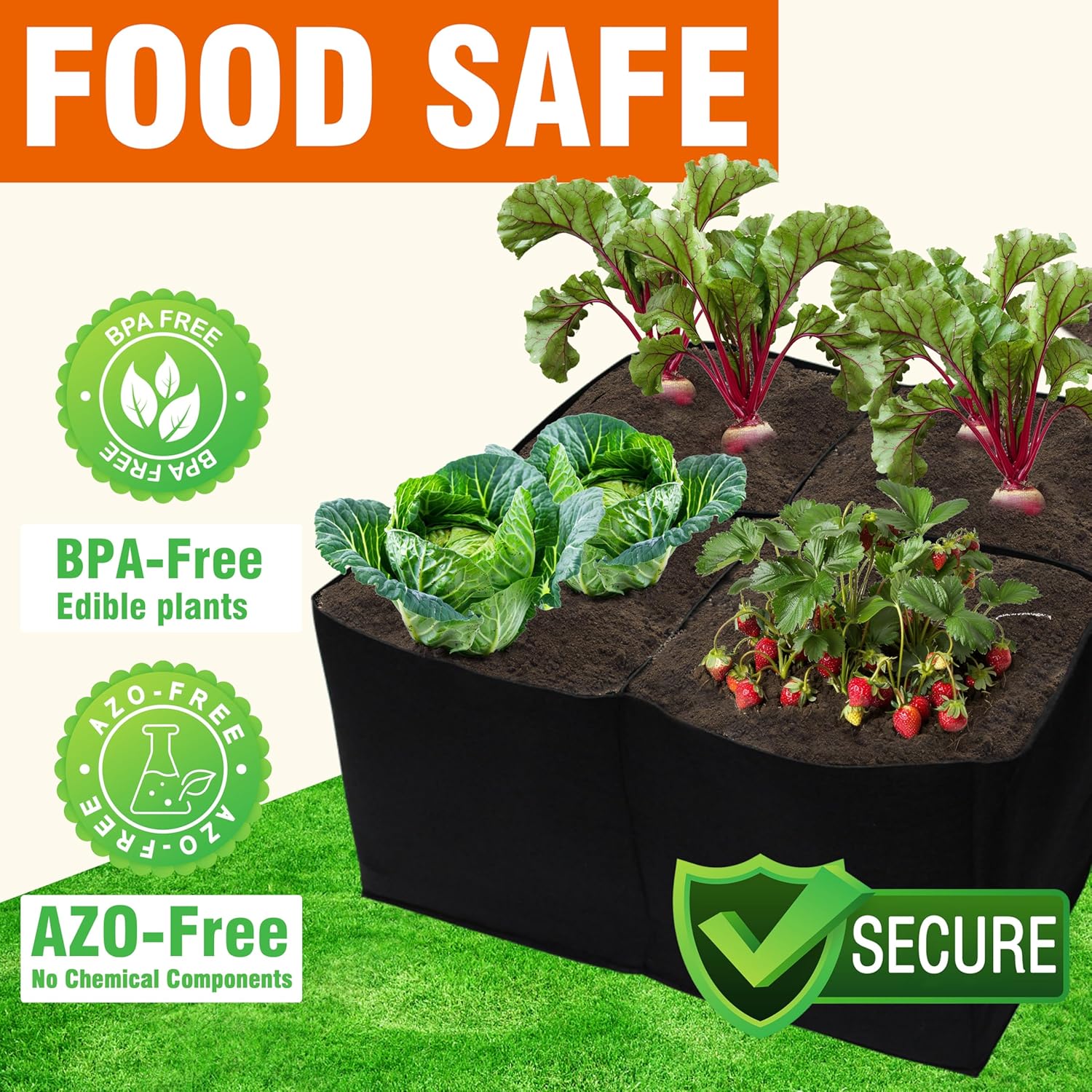 2 Pack Fabric Raised Garden Beds, 2x2x1 FT – 4 Grids Grow Bed for Square Foot Gardening, Planting Box for Vegetables, Herbs, Flowers