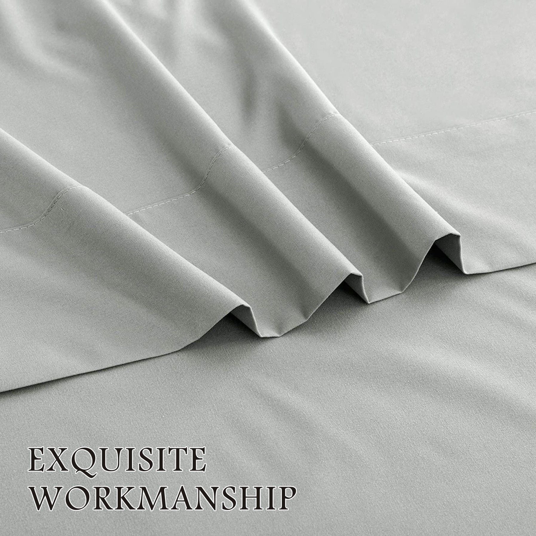 4 Piece Bed Sheet Set- Bedding Sheets & Pillowcases -Breathable Bedding - Wrinkle, Fade, Stain Resistant-Deep Pocket Flat Fitted Bed Sheet Set(Silver-gray,Super King)