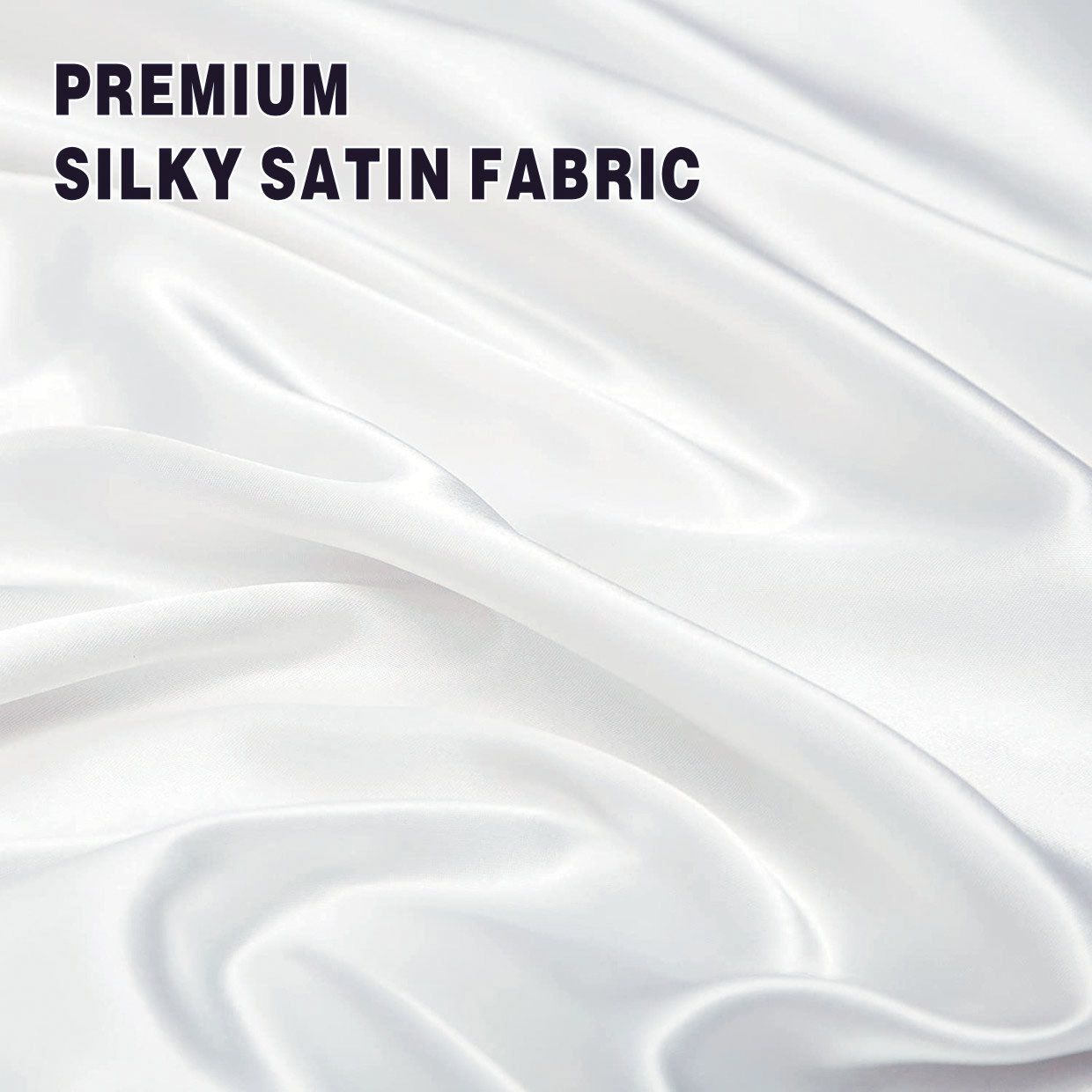 Art Silk Satin Sheet Set Hotel 4 Pieces Fitted/Flat Sheet Bedding Set-Luxury Soft Silky Sheets for Hair and Skin, Similar to Silk Bed Sheets Set 4 Pieces(Super King,White)