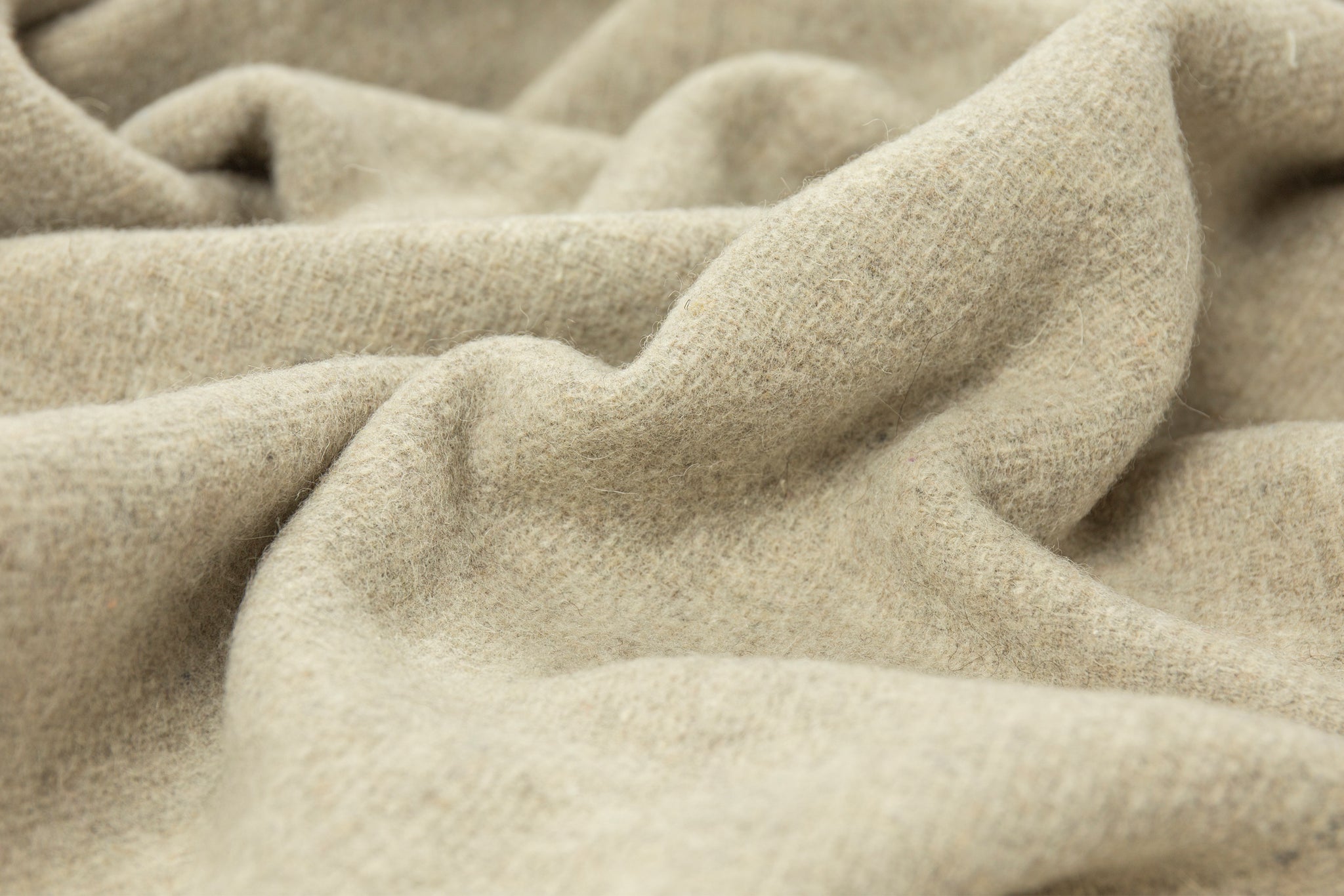 Stone merino wool blend throw blanket, close-up of woven fabric texture