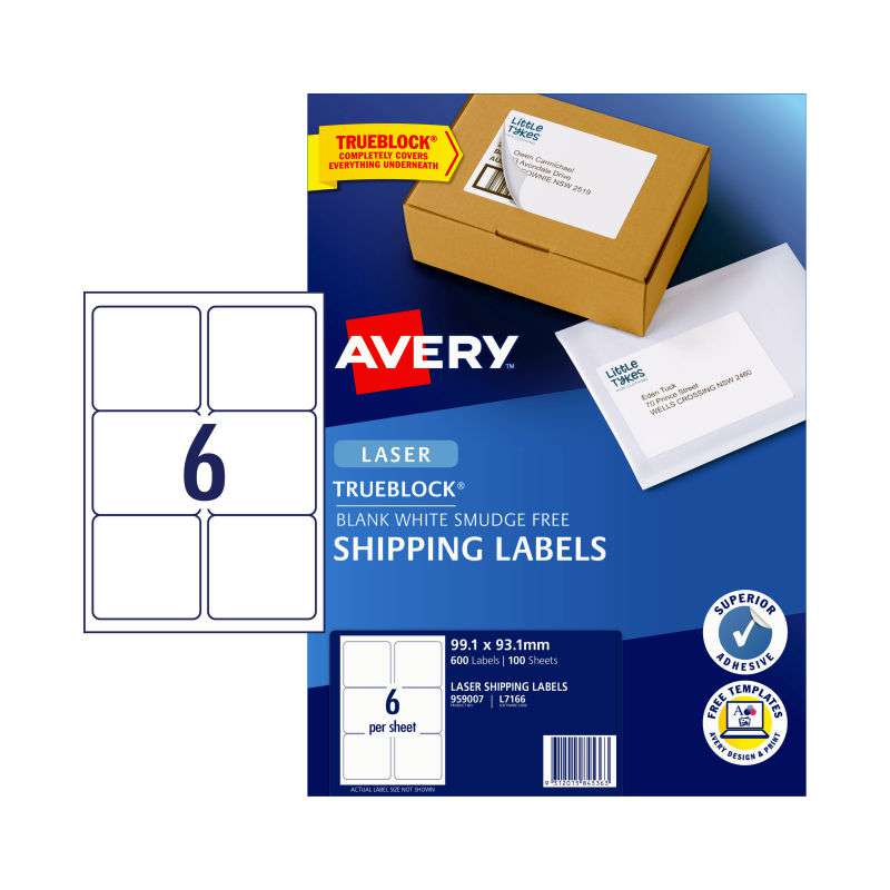 AVERY Laser Label Shp L7166 6Up Pack