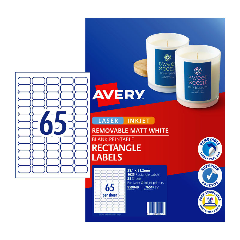 AVERY LIP Label L7651REV 65Up Pack