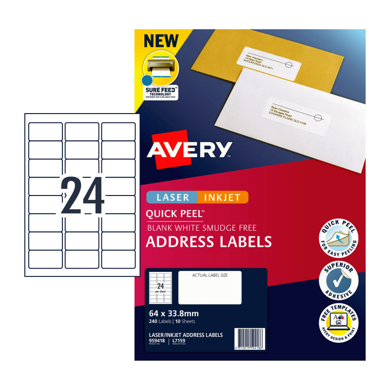 AVERY LIP Label QP L7159 24Up labels