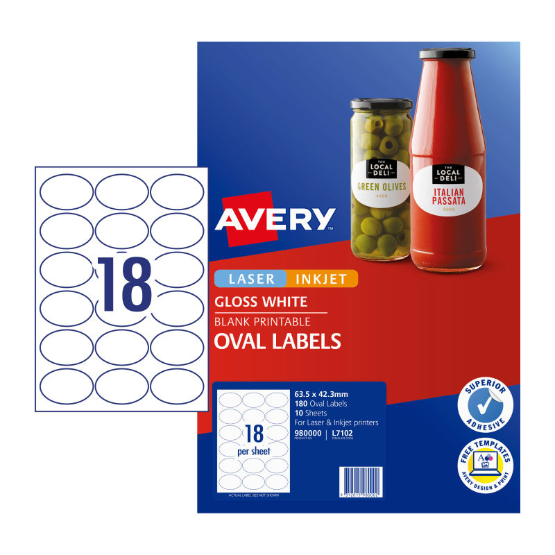 AVERY Label Oval L7102 18Up Pack
