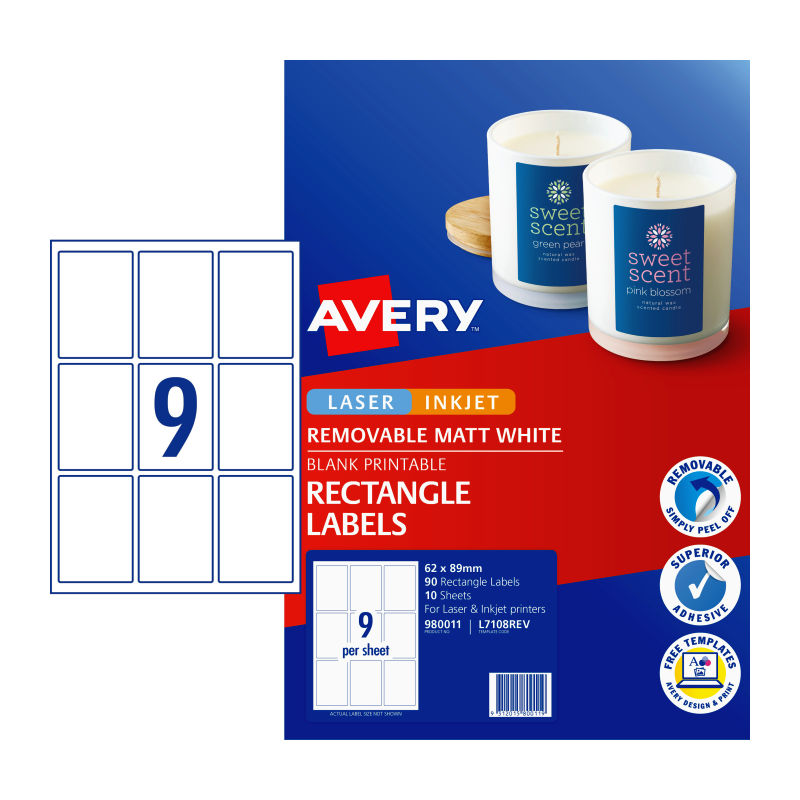 AVERY Label Rct L7108REV 9Up Pack