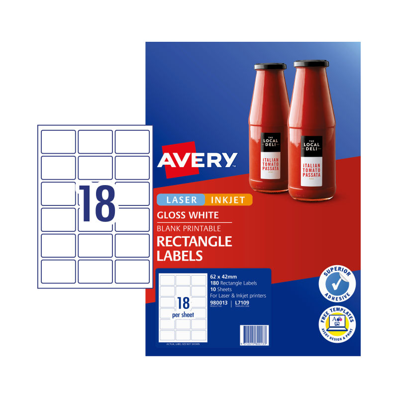AVERY Rect L7109 18Up Pack