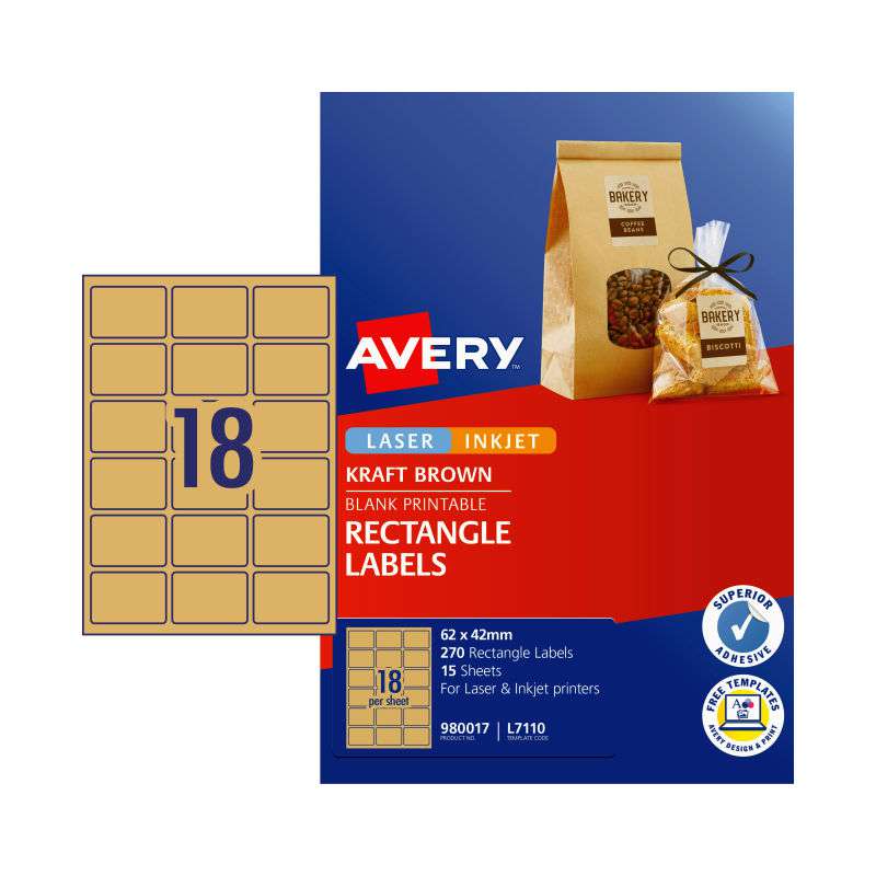 AVERY Label Rect Brn L7110 Pack