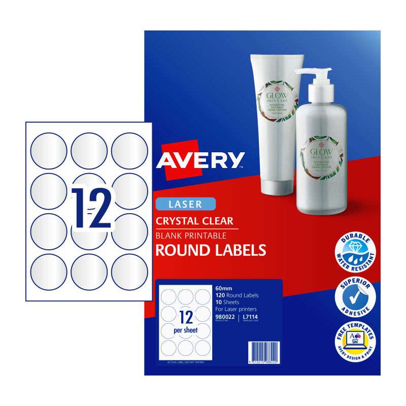 AVERY Label 12Up 14mm Clear