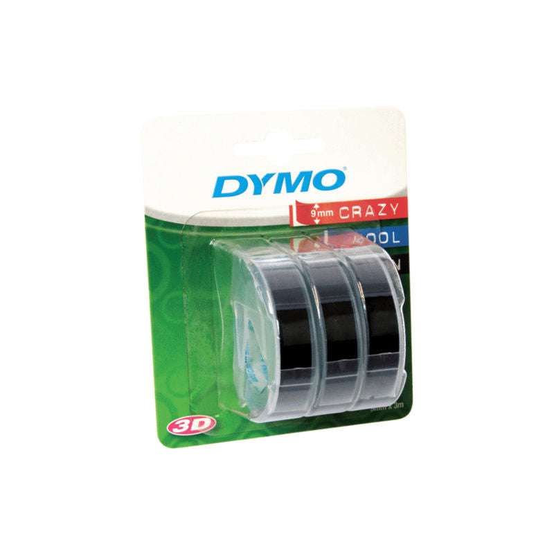 DYMO Embosser Tape 3pk Black 9mm