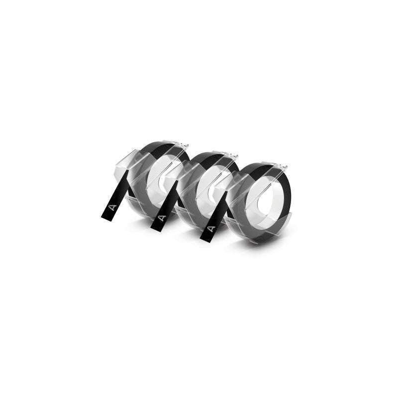DYMO Embosser Tape 3pk Black 9mm