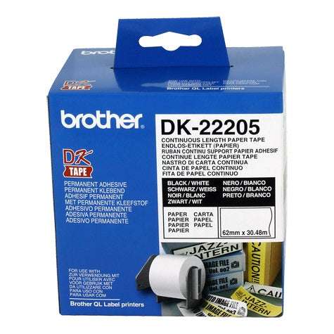 BROTHER White Continuous Paper Roll 62mmX30