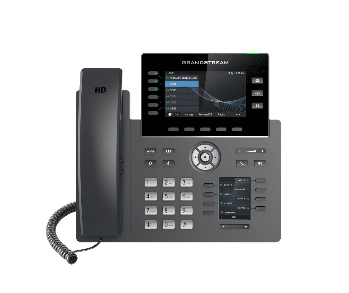 GRANDSTREAM GRP2616 6 Line IP Phone, 6 SIP Accounts, 480x272 Colour Screen, HD Audio, Integrated Bluetooth+WiFi, Powerable Via POE