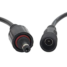 Solar spotlight cable connectors with round plugs and flexible black wiring