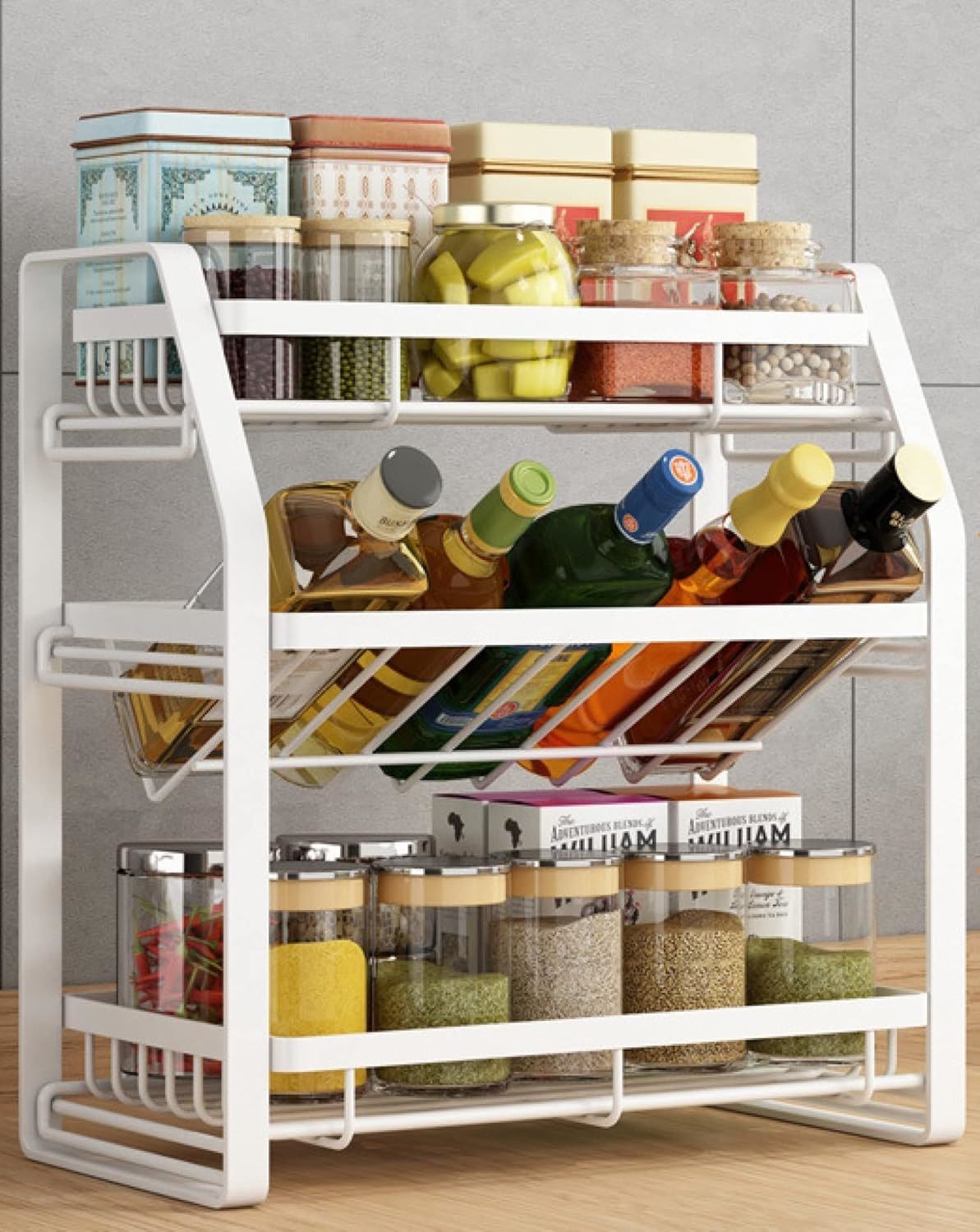 Kitchen 3-Tier Spice Rack - Detachable Organiser
