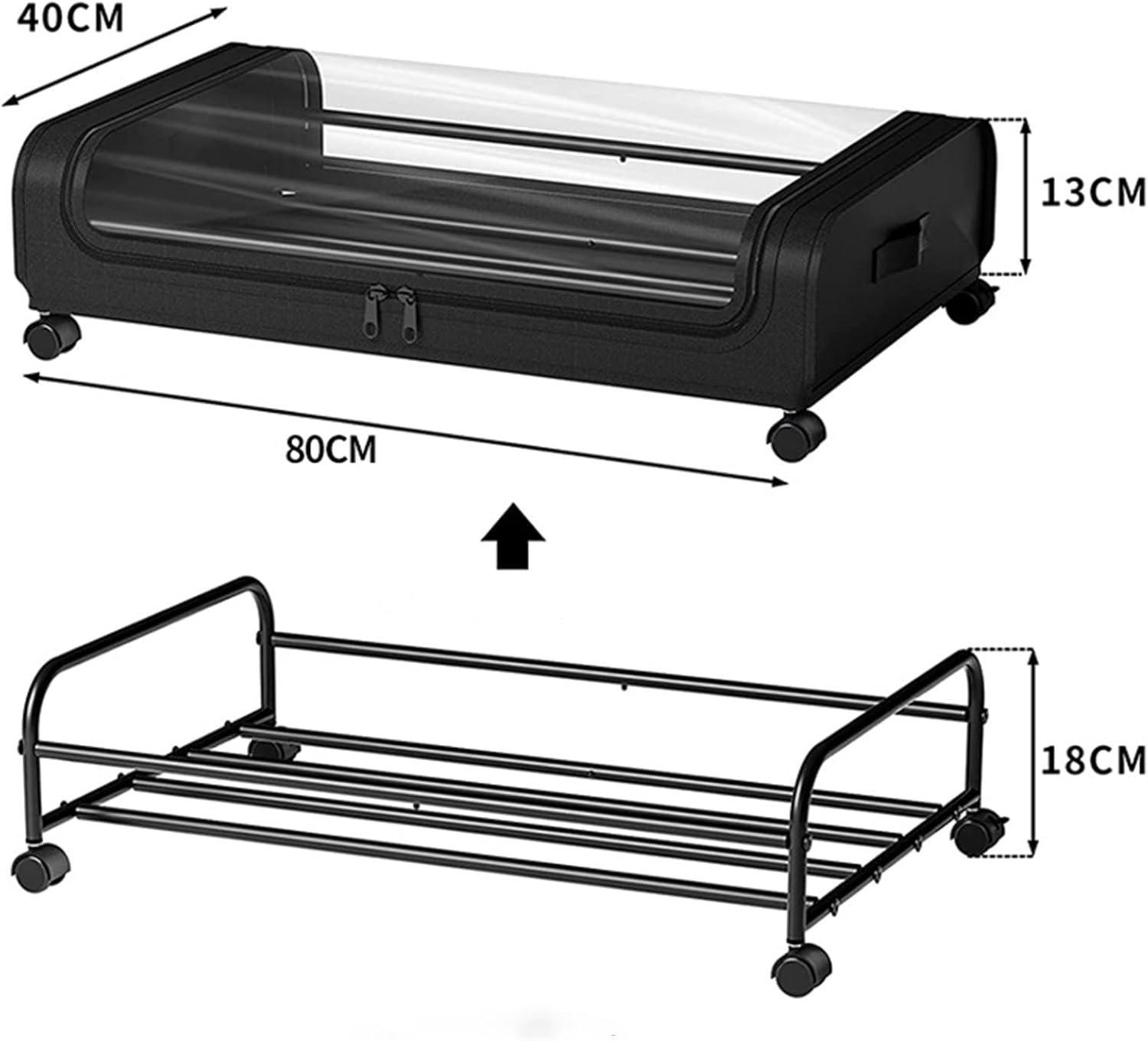 Set 2 Pcs XXL Under Bed Rolling Storage Containers with 50L Large Capacity and Wheels