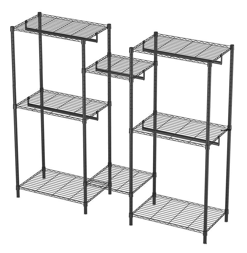 CARLA HOME Heavy Duty Clothing Garment Rack Organizer with Hanging Rods & Storage Shelves for Clothes, Shoes & Wardrobe