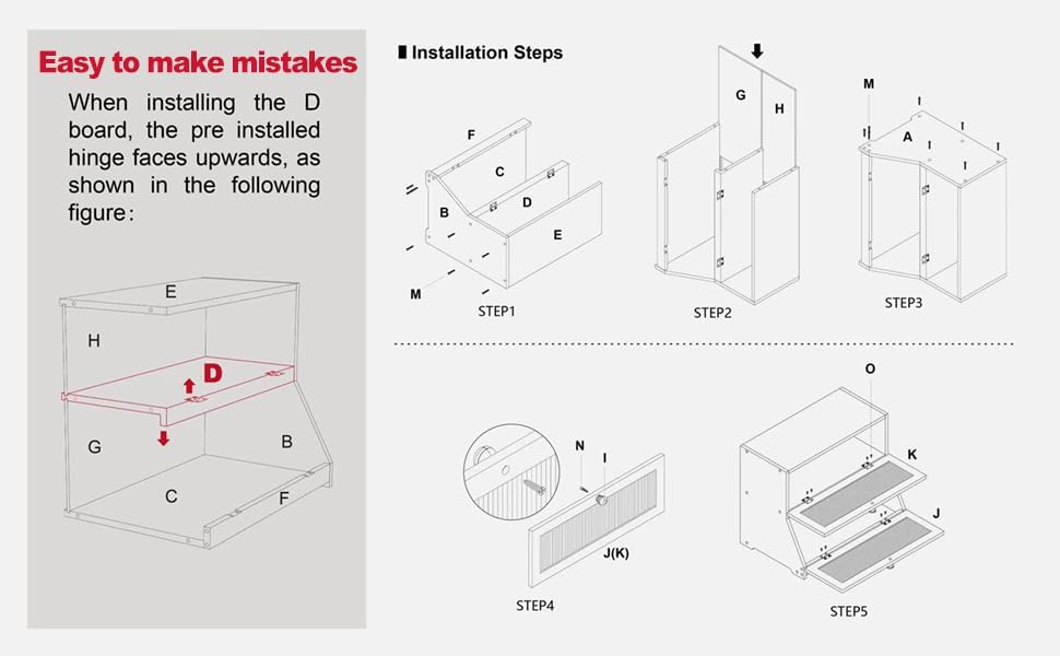 Double-layer bread box assembly diagram showing installation steps and labeled parts
