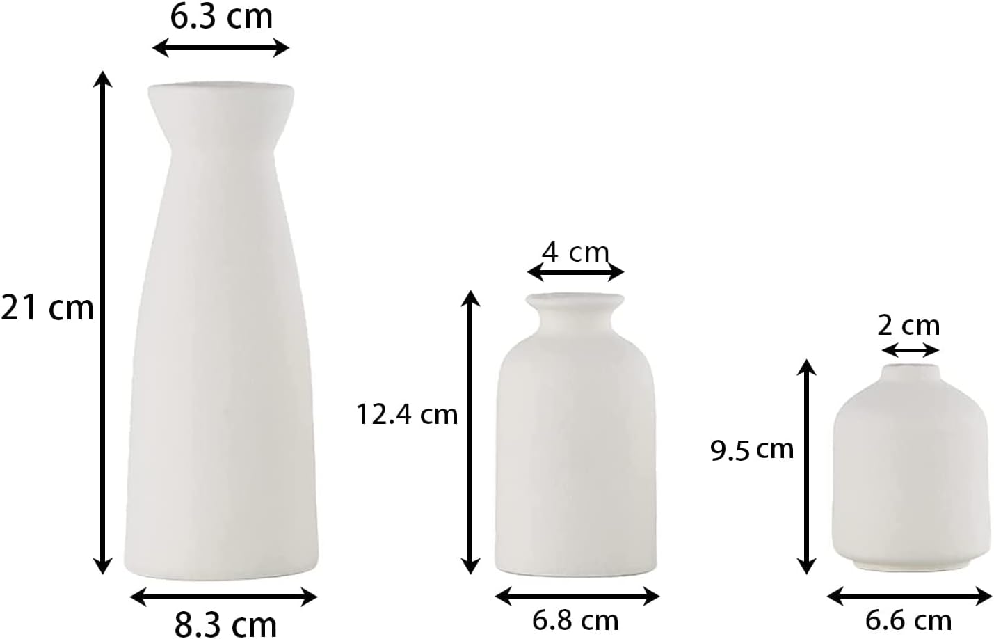 Ceramic Set of 3 Modern White Vases for Home D?cor