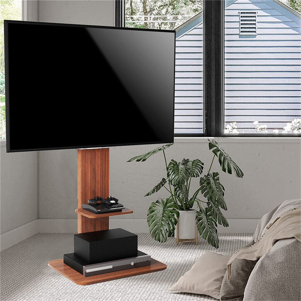 Heavy Duty TV Floor Stand Adjustable Mount 65 Black Brown