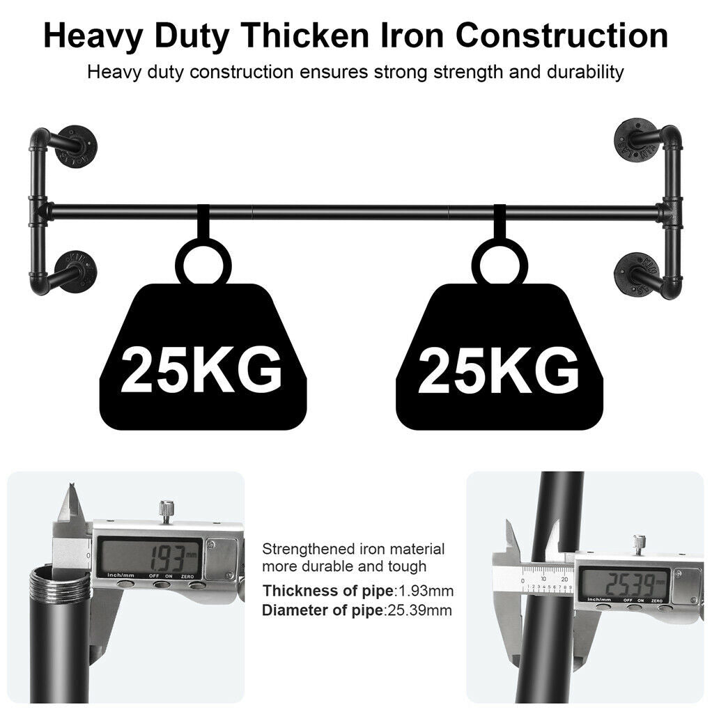 Iron Wall Mounted Clothes Rack with Shelf Garment Display