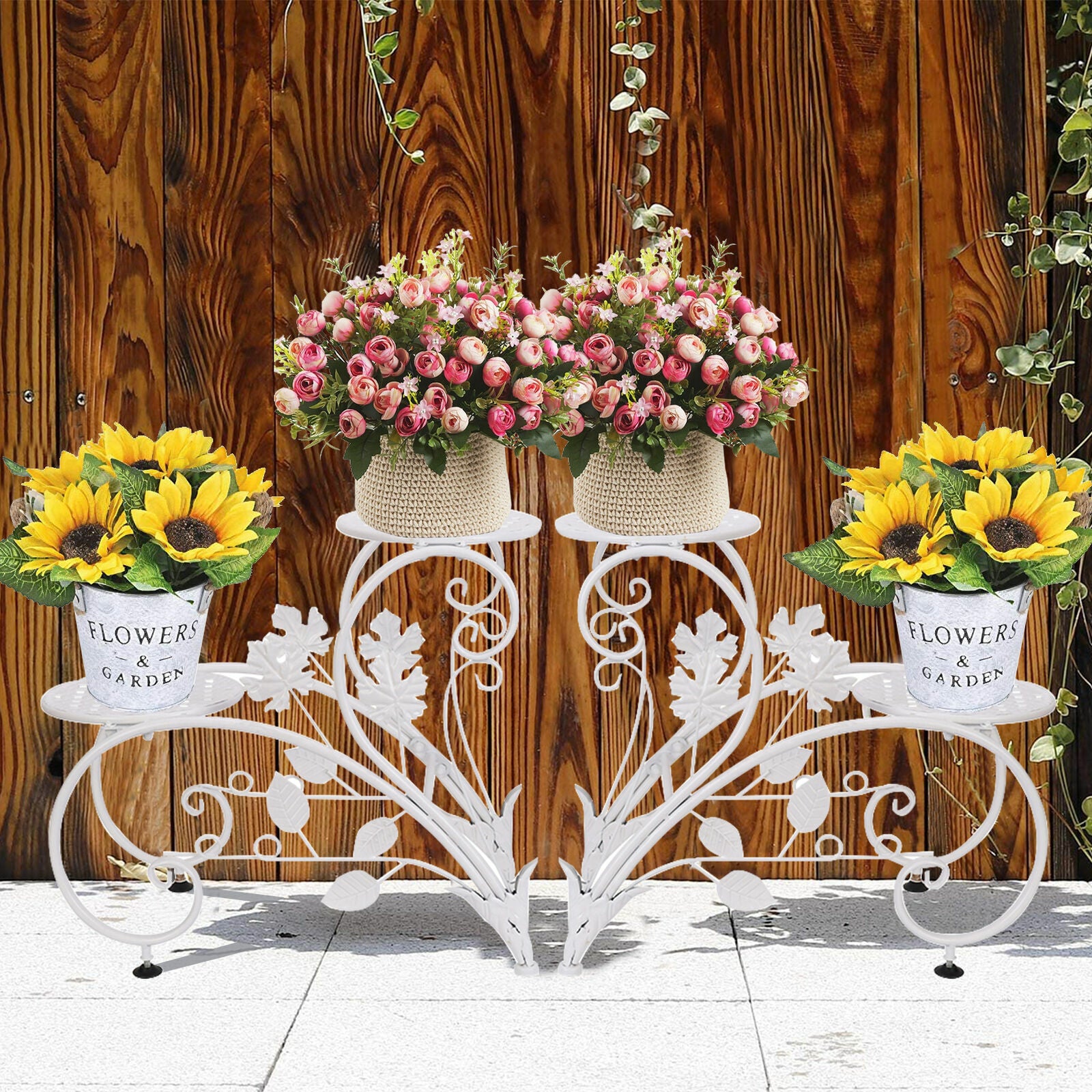 Set of 2 Plant Stand Wedding Garden Flower Shelf Rack
