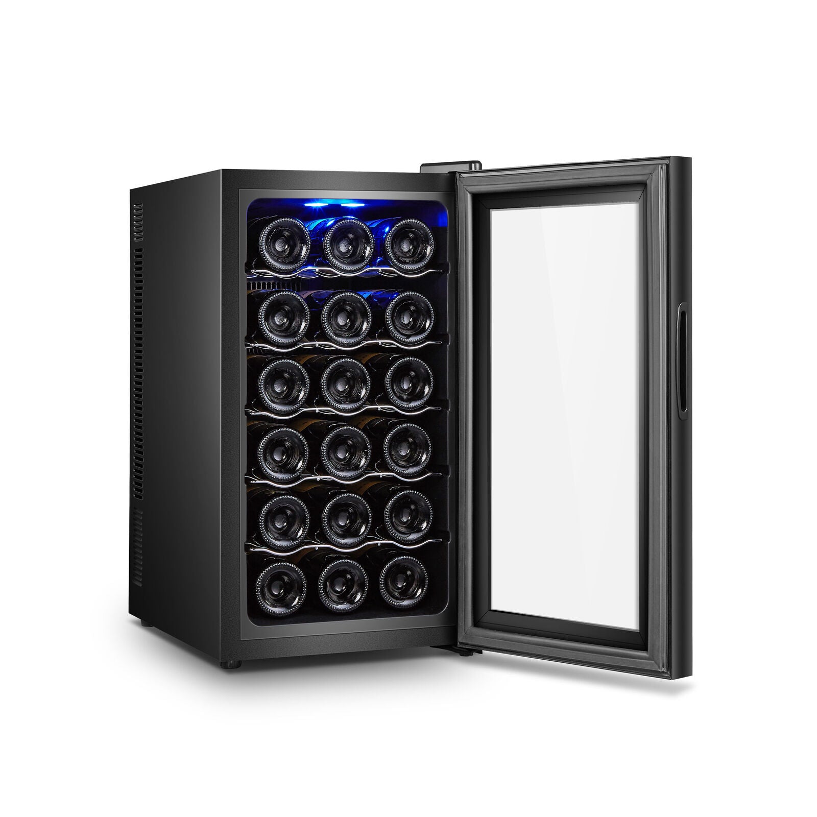 18 Bottle Thermoelectric Wine Fridge, 130W, UV Protected Glass Door, Soft LED Illumination