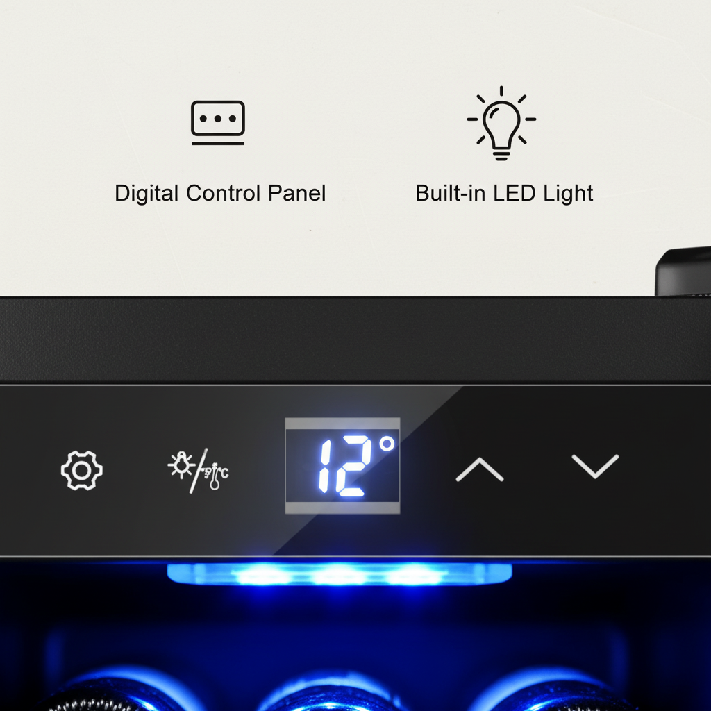 18 Bottle Thermoelectric Wine Fridge, 130W, UV Protected Glass Door, Soft LED Illumination