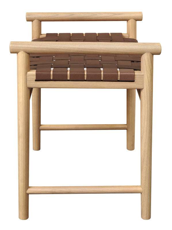 Elliot Single Seater Bench with Genuine Leather (Natural)
