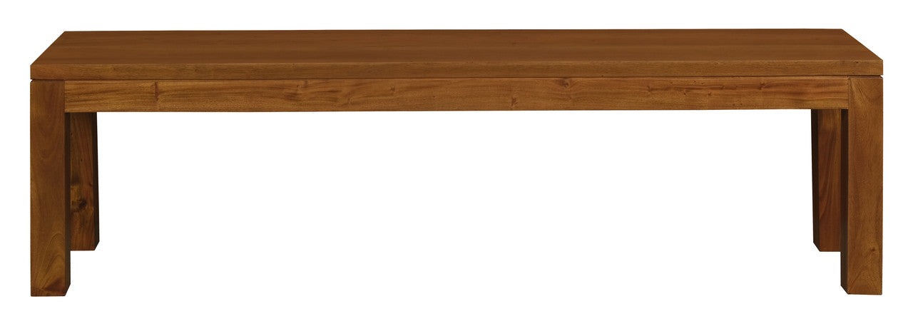 Tilda solid mahogany bench with rectangular top and block legs