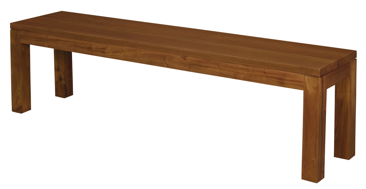 Tilda solid mahogany bench, long tabletop with tapered side legs
