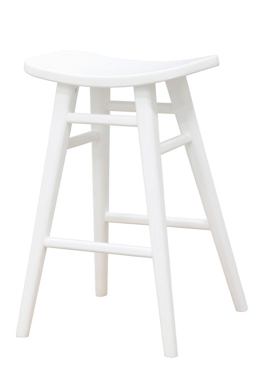 Aria oval counter stool with white seat, open frame, and slatted footrest