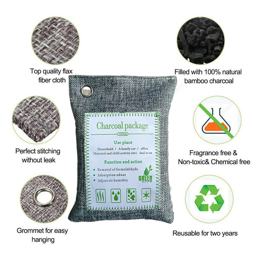 5PCS Air Purifying Bags Activated Bamboo Charcoal Freshener