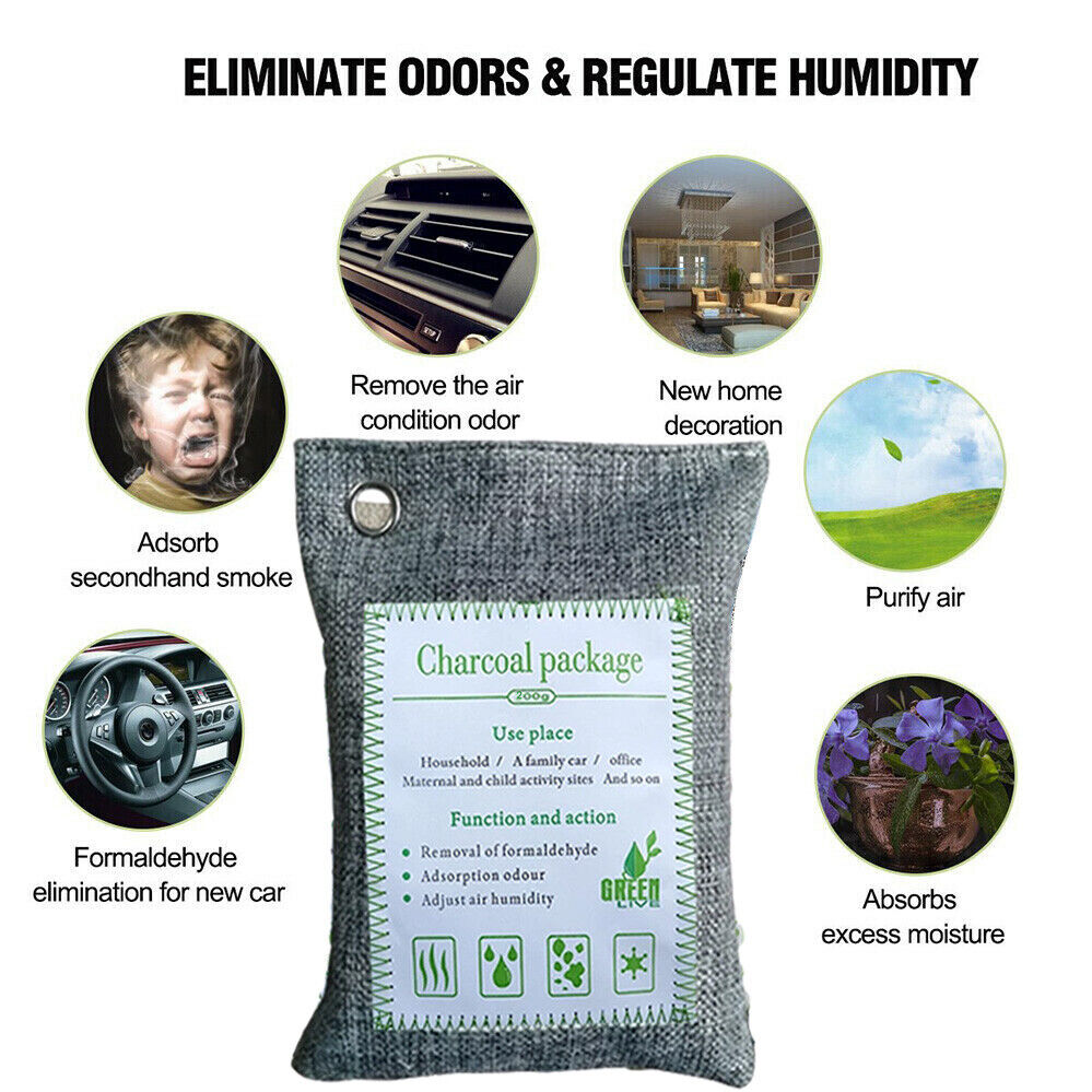 10PCS Air Purifying Bags Activated Bamboo Charcoal Freshener